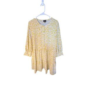 Who What Wear Womens Yellow & White Animal‎ Print Dress L